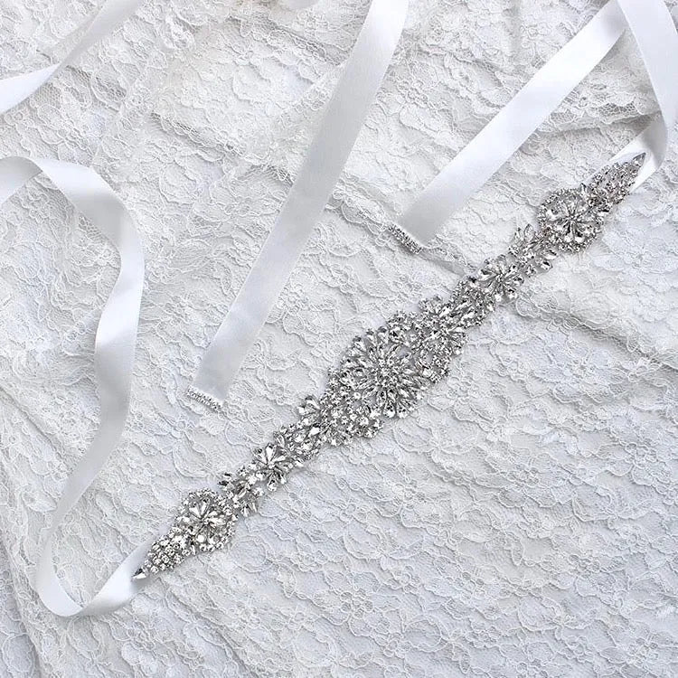 Wedding Accessories - Silver Crystal Bridal Belt/Sash