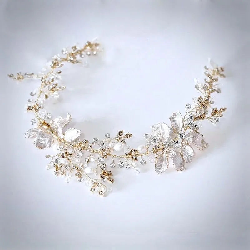 Wedding Hair Accessories - Pearl and Crystal Bridal Headband - Available in Gold and Silver