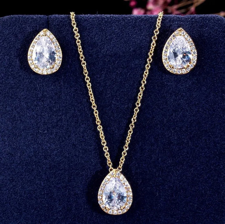 "Tina" - Cubic Zirconia Jewelry Set - Available in Silver, Rose Gold and Yellow Gold
