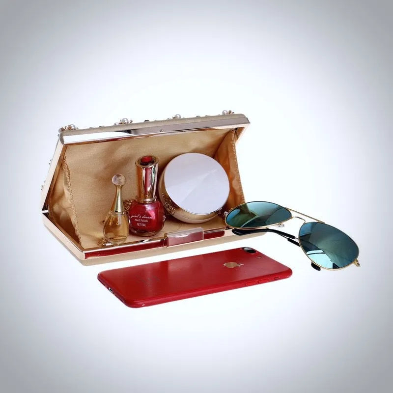 Wedding Accessories - Gold Pearl Bridal Handbag Clutch