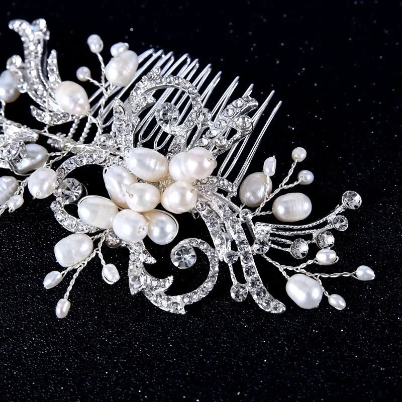 "Samantha" - Pearl and Crystal Bridal Hair Comb - Available in Silver and Gold