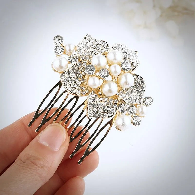 "Anika" - Pearl Hair Comb - Available in Silver and Gold