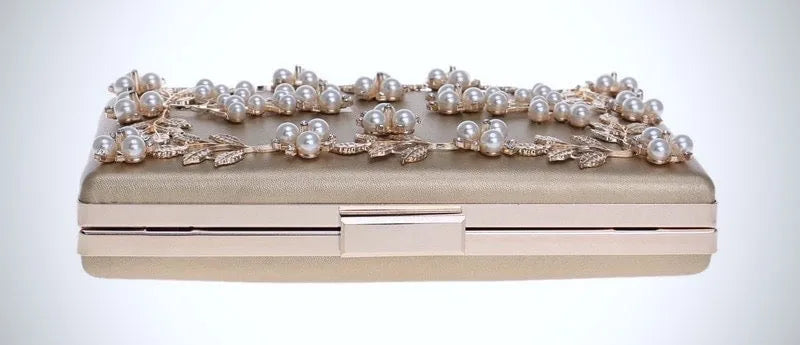 Wedding Accessories - Gold Pearl Bridal Handbag Clutch