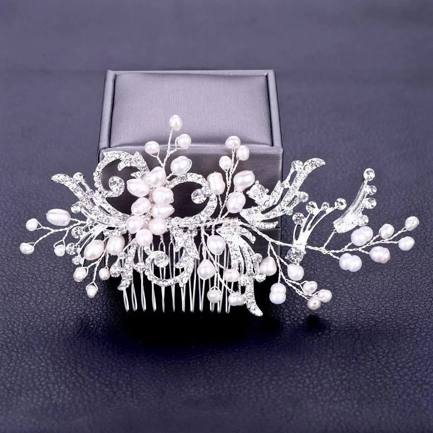"Samantha" - Pearl and Crystal Bridal Hair Comb - Available in Silver and Gold