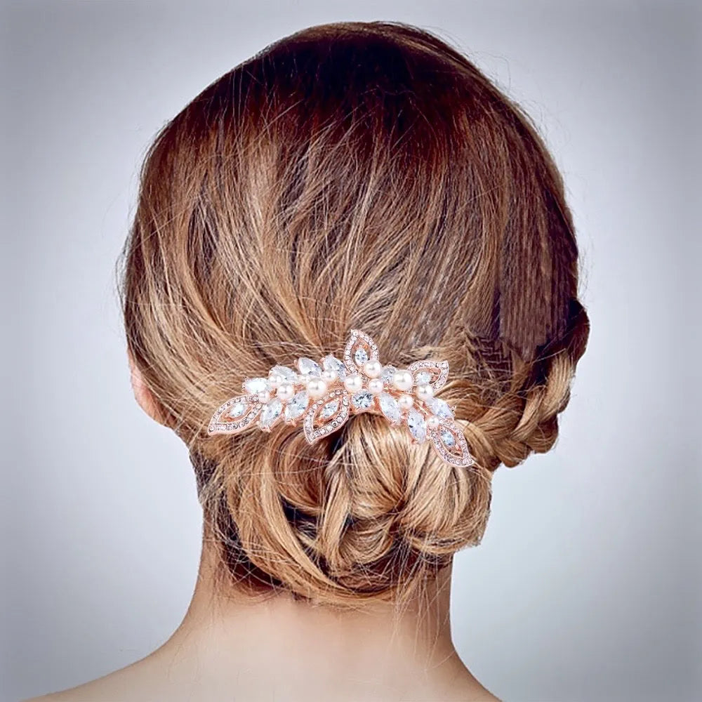 Wedding Hair Accessories - Pearl and Crystal Bridal Hair Comb - Available in Rose Gold and Silver