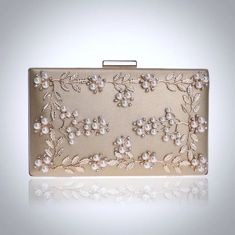 Wedding Accessories - Gold Pearl Bridal Handbag Clutch