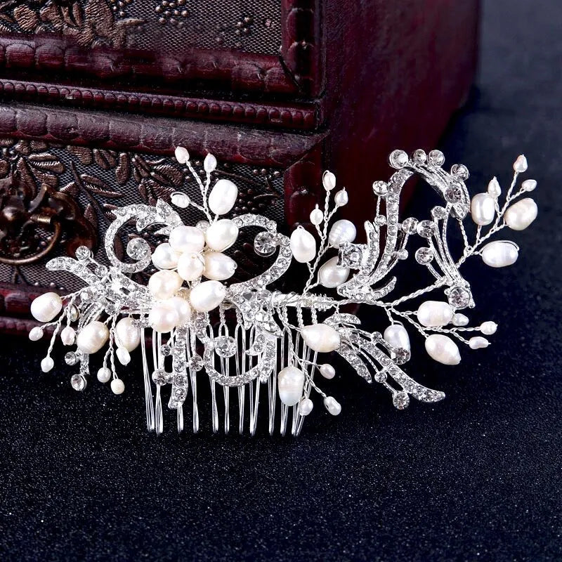 "Samantha" - Pearl and Crystal Bridal Hair Comb - Available in Silver and Gold