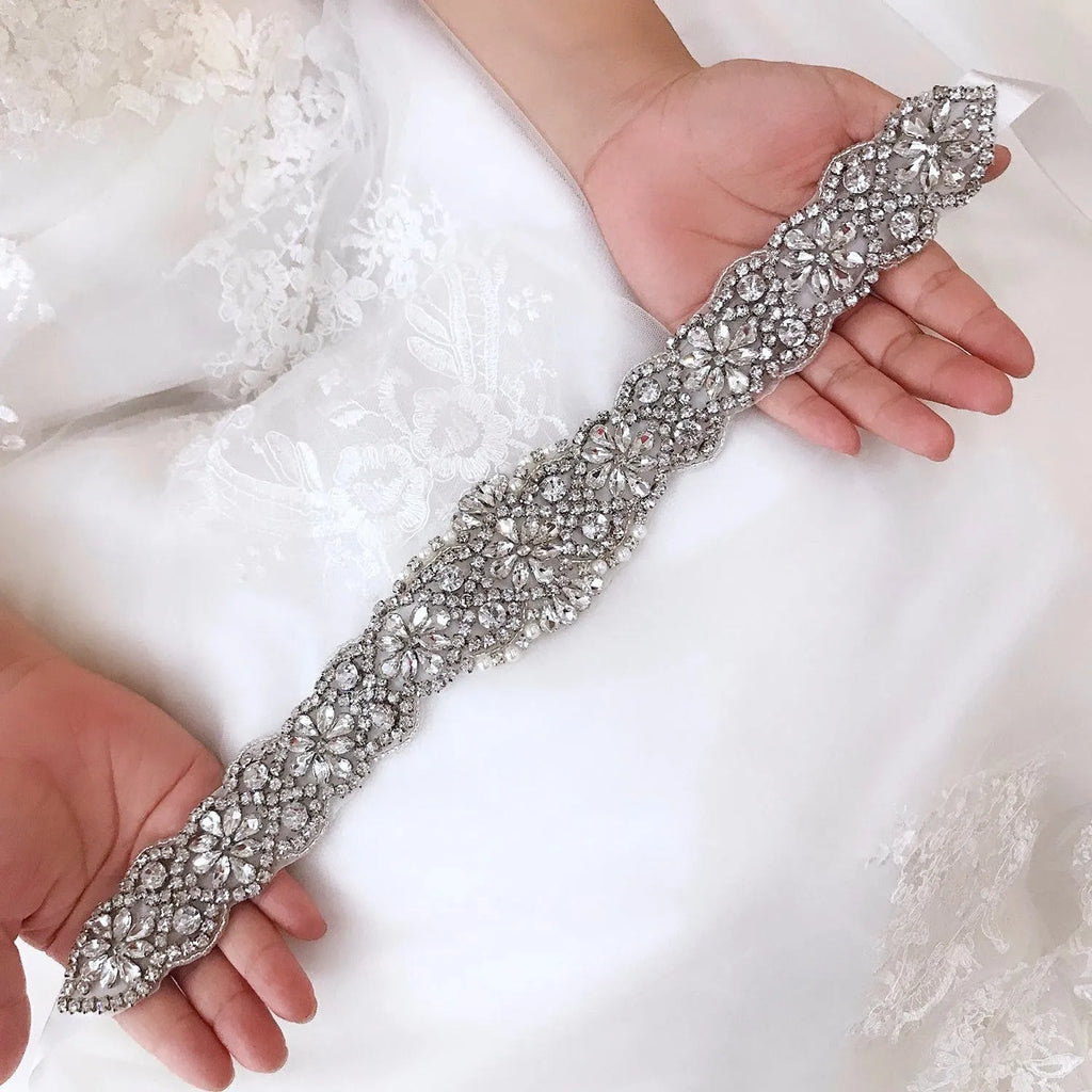 Wedding Accessories - Silver Crystal Bridal Belt/Sash