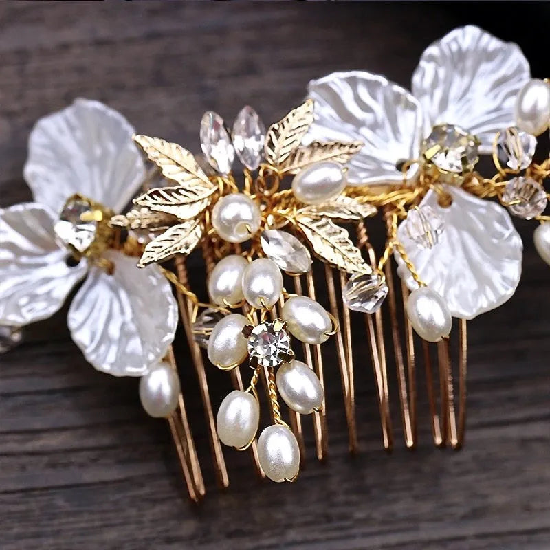 Wedding Hair Accessories - Pearl and Crystal Bridal Hair Comb - Available in Gold and Silver