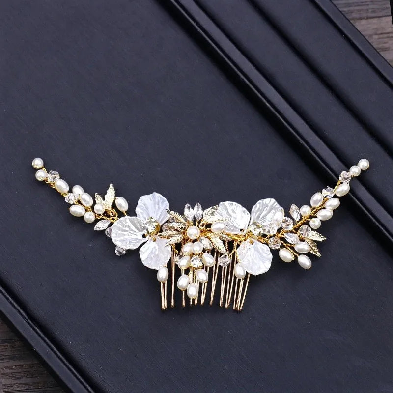 Wedding Hair Accessories - Pearl and Crystal Bridal Hair Comb - Available in Gold and Silver