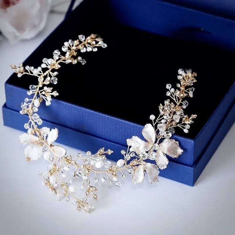 Wedding Hair Accessories - Pearl and Crystal Bridal Headband - Available in Gold and Silver