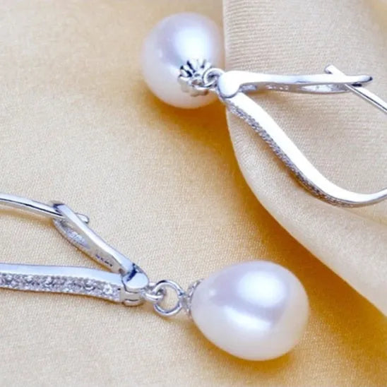 "Allie" - Freshwater Pearl and Sterling Silver Bridal Earrings