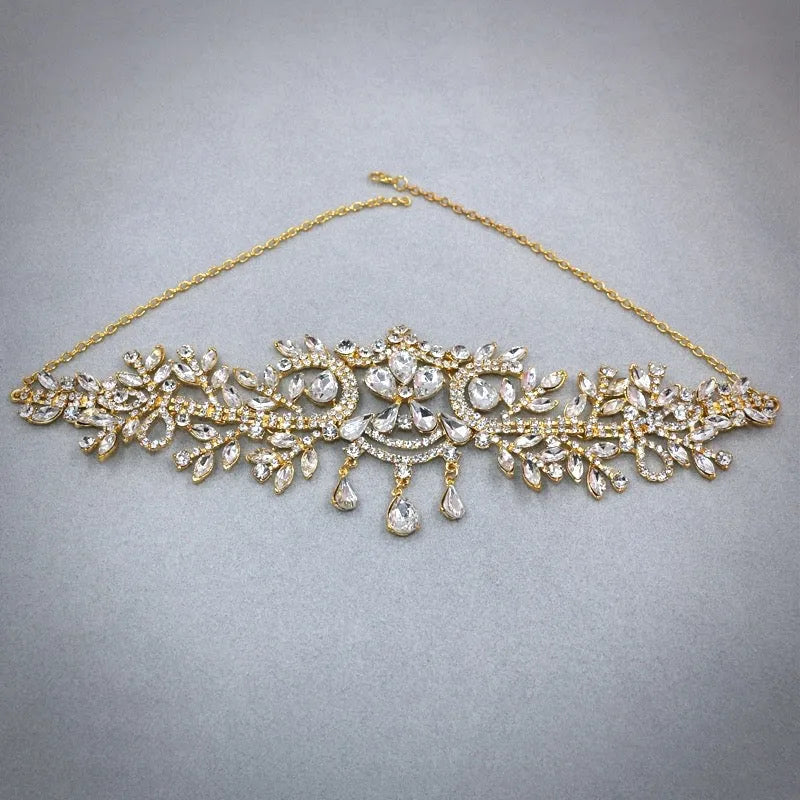 "Kiara" - Crystal Bridal Forehead Chain / Headdress