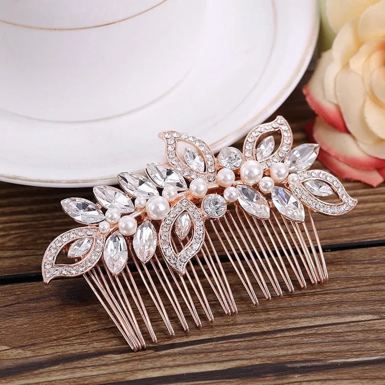 Wedding Hair Accessories - Pearl and Crystal Bridal Hair Comb - Available in Rose Gold and Silver