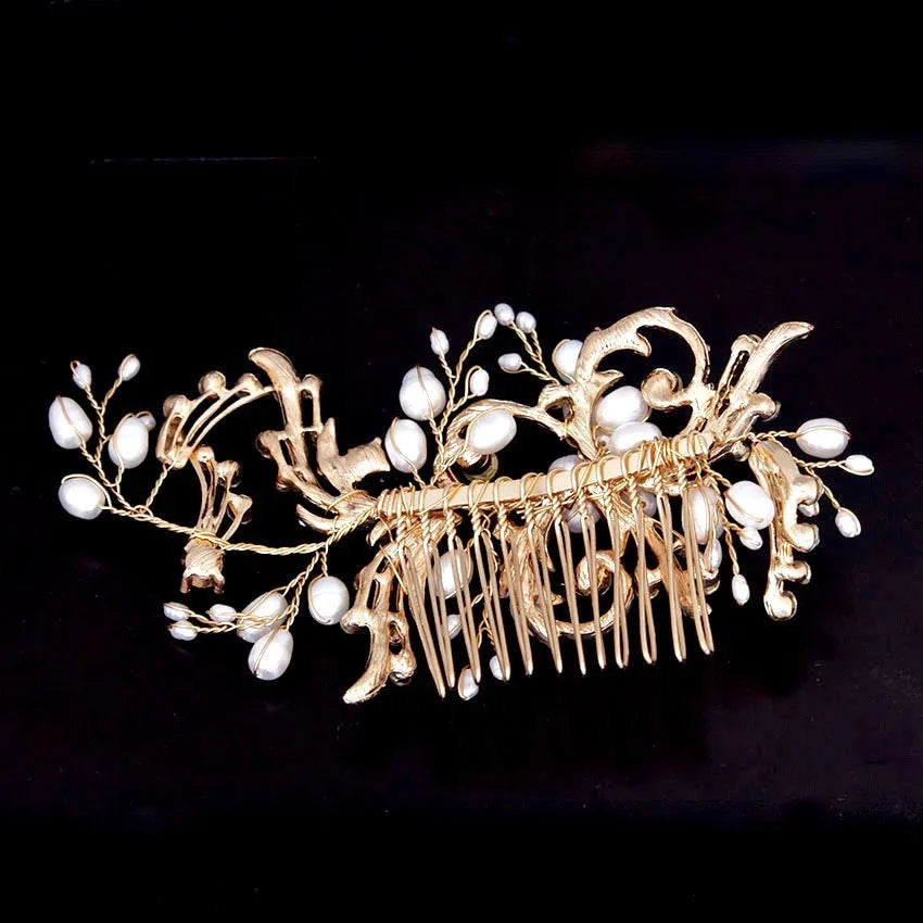 "Samantha" - Pearl and Crystal Bridal Hair Comb - Available in Silver and Gold