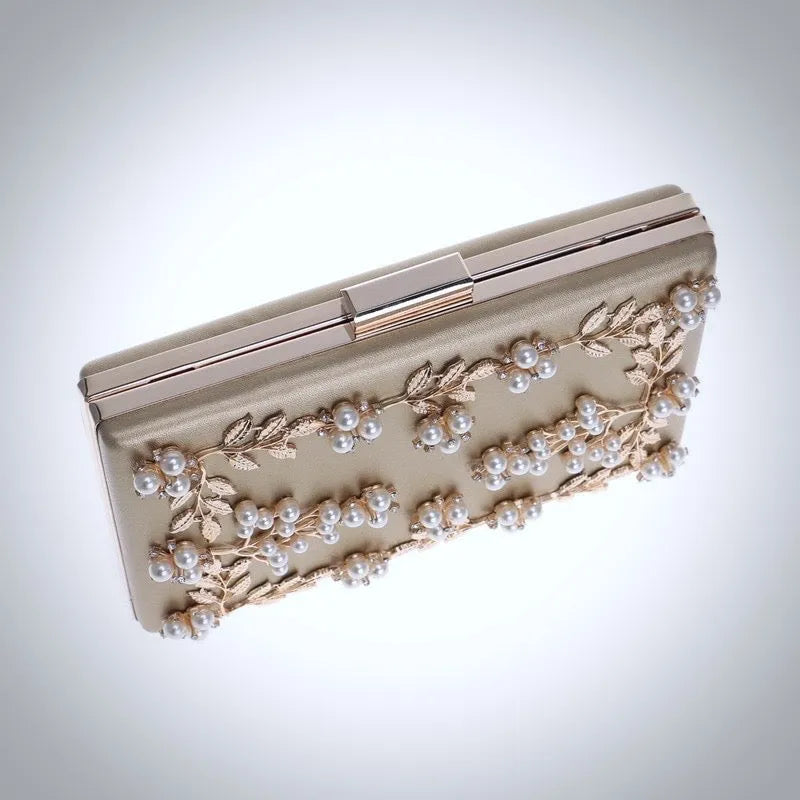Wedding Accessories - Gold Pearl Bridal Handbag Clutch