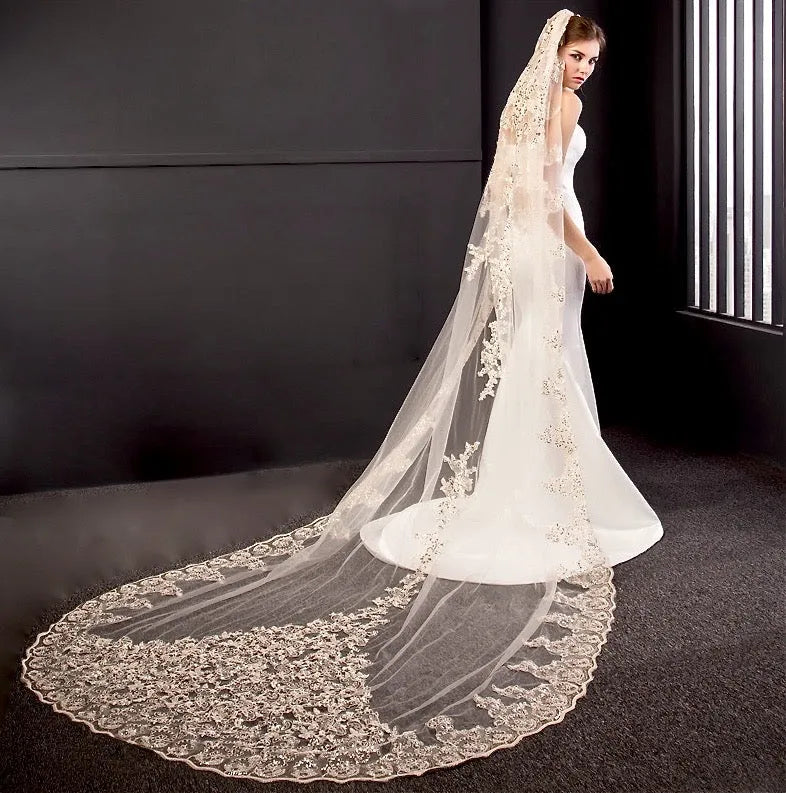 "Darya" - Lace Edge Cathedral Bridal Veil
