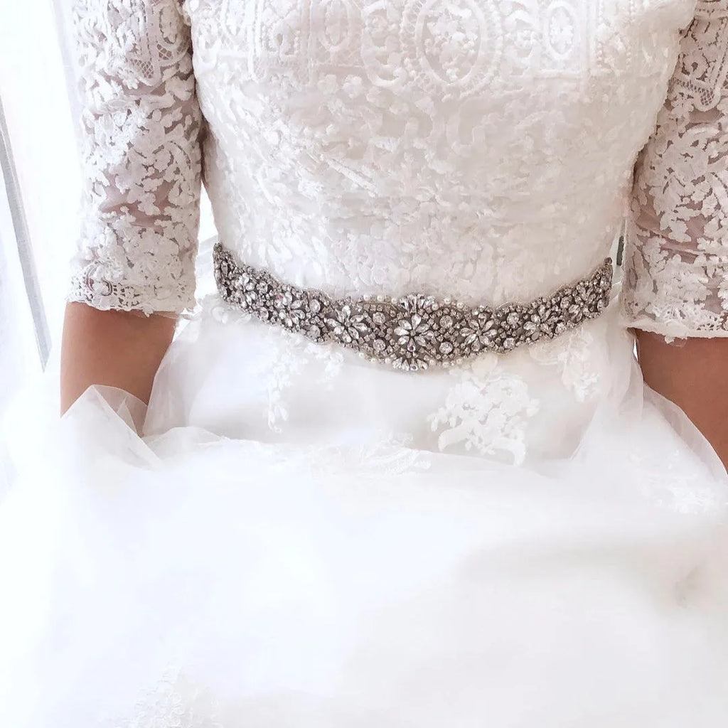 Wedding Accessories - Silver Crystal Bridal Belt/Sash