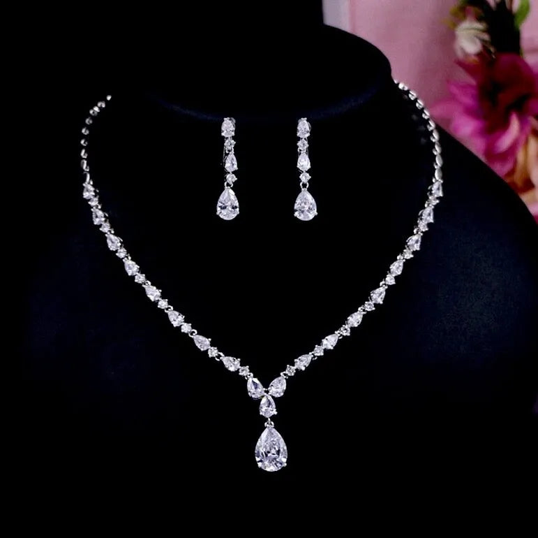 Wedding Jewelry - CZ Bridal Jewelry Set - Available in Silver, Rose Gold and Yellow Gold