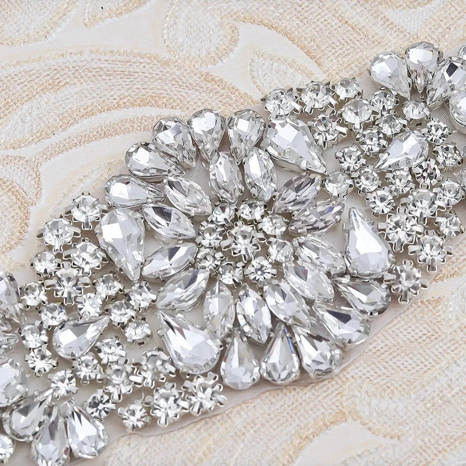 Wedding Accessories - Silver Crystal Bridal Belt/Sash