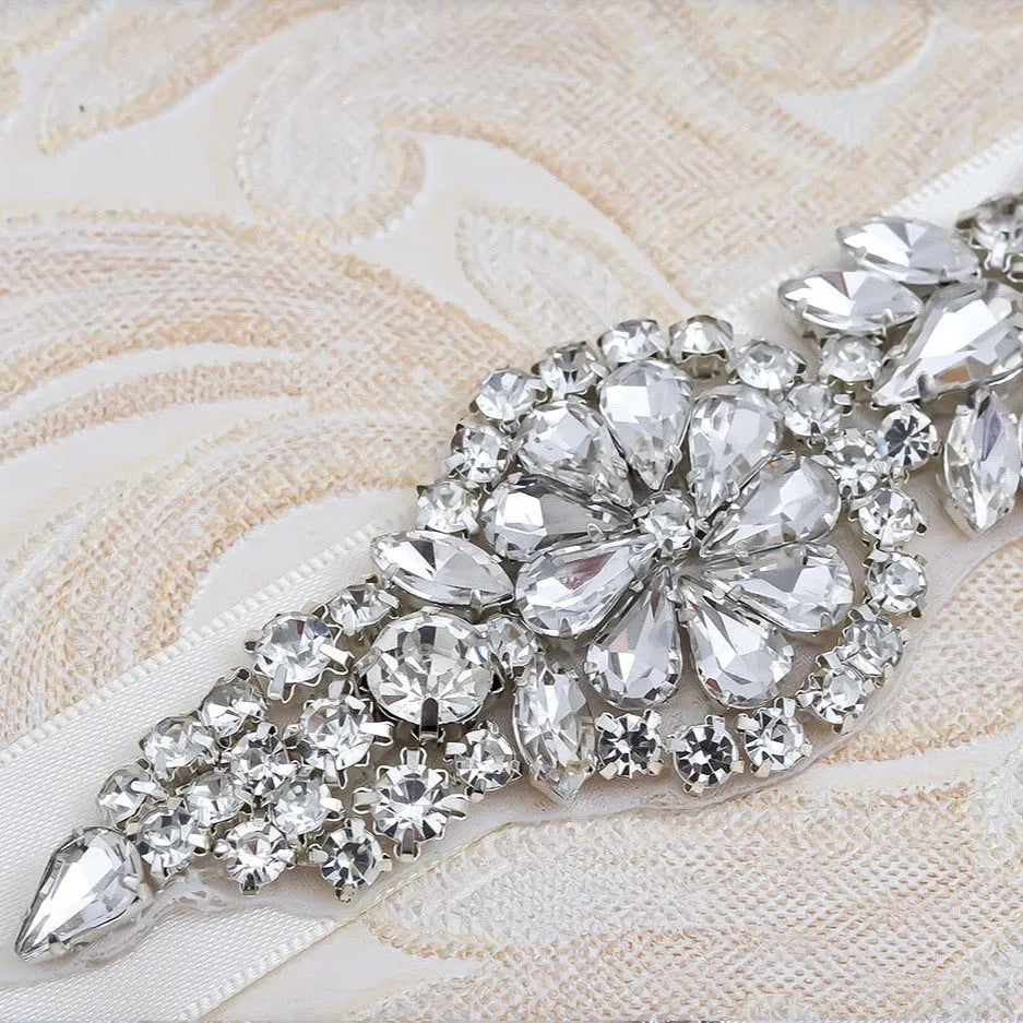 Wedding Accessories - Silver Crystal Bridal Belt/Sash