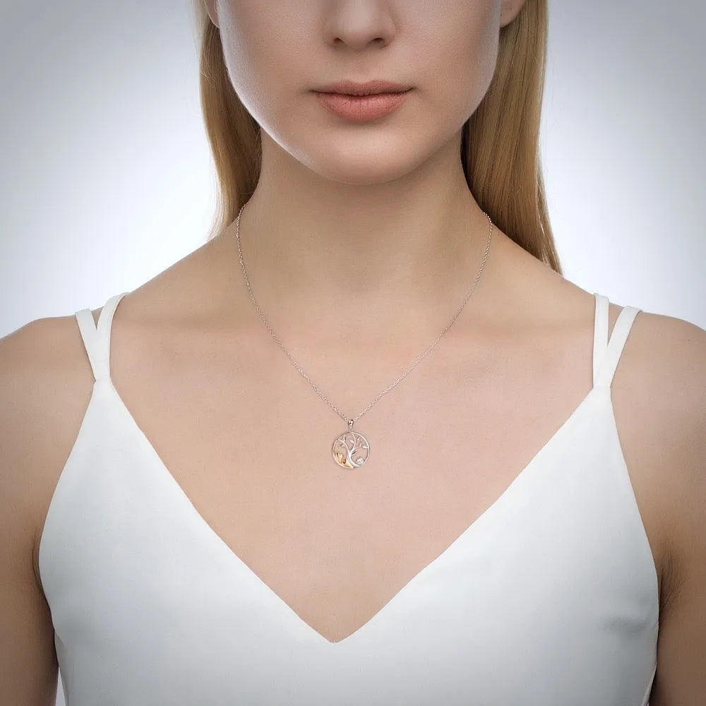 "Rochelle" - Sterling Silver, Rose Gold and Cubic Zirconia Necklace