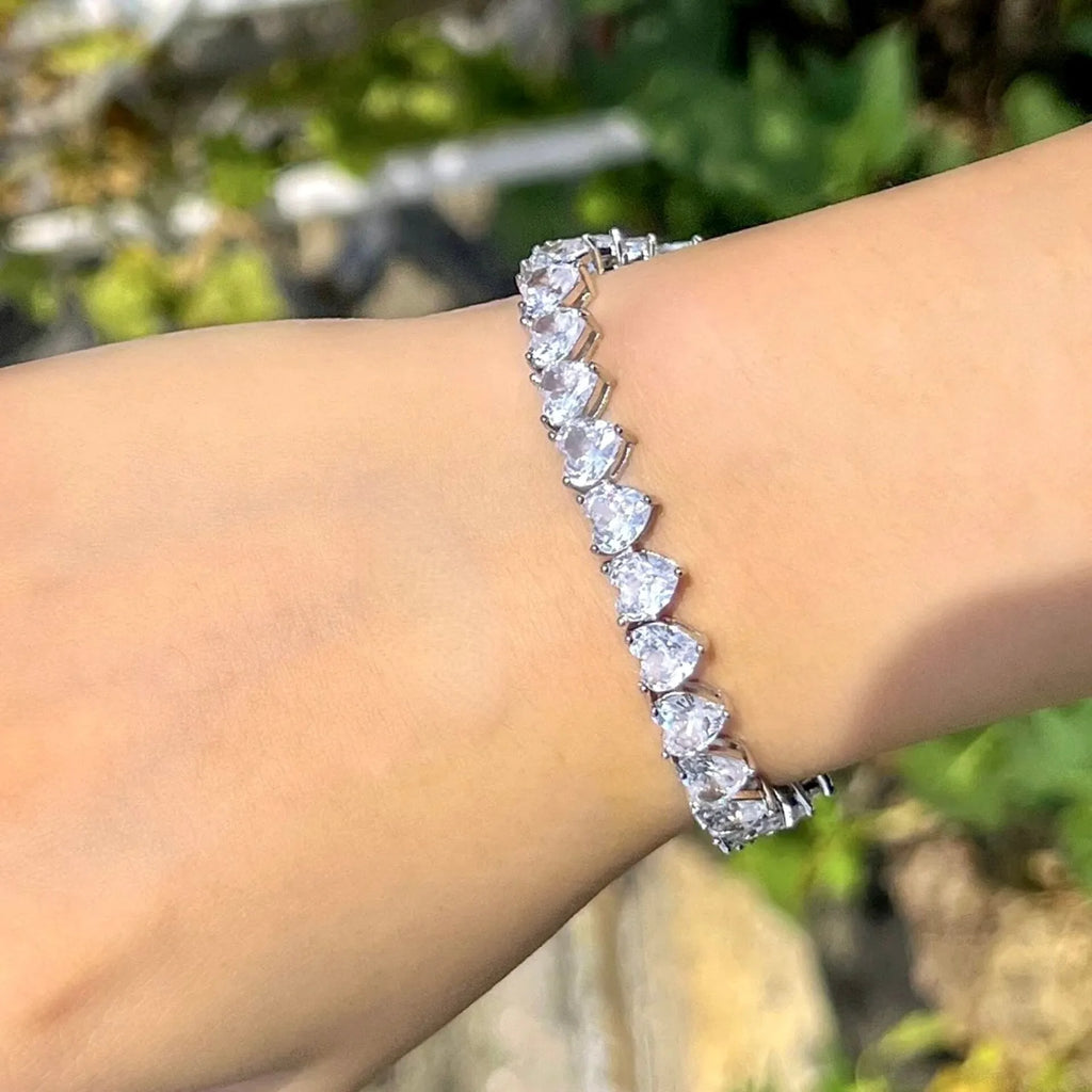 Wedding Jewelry - Heart Cubic Zirconia Bridal Bracelet
