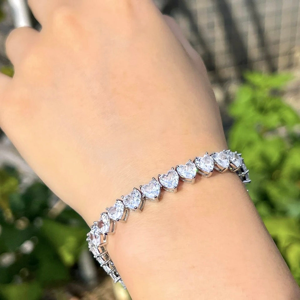 Wedding Jewelry - Heart Cubic Zirconia Bridal Bracelet