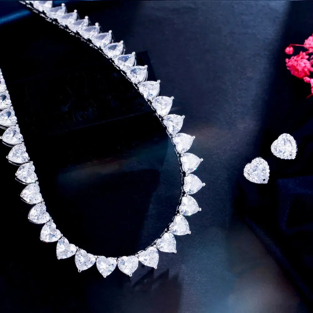 Wedding Jewelry - Heart Cubic Zirconia Bridal Jewelry Set