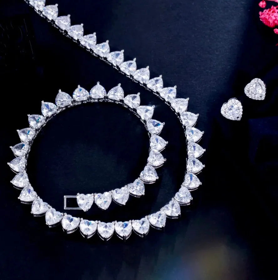 Wedding Jewelry - Heart Cubic Zirconia Bridal Jewelry Set