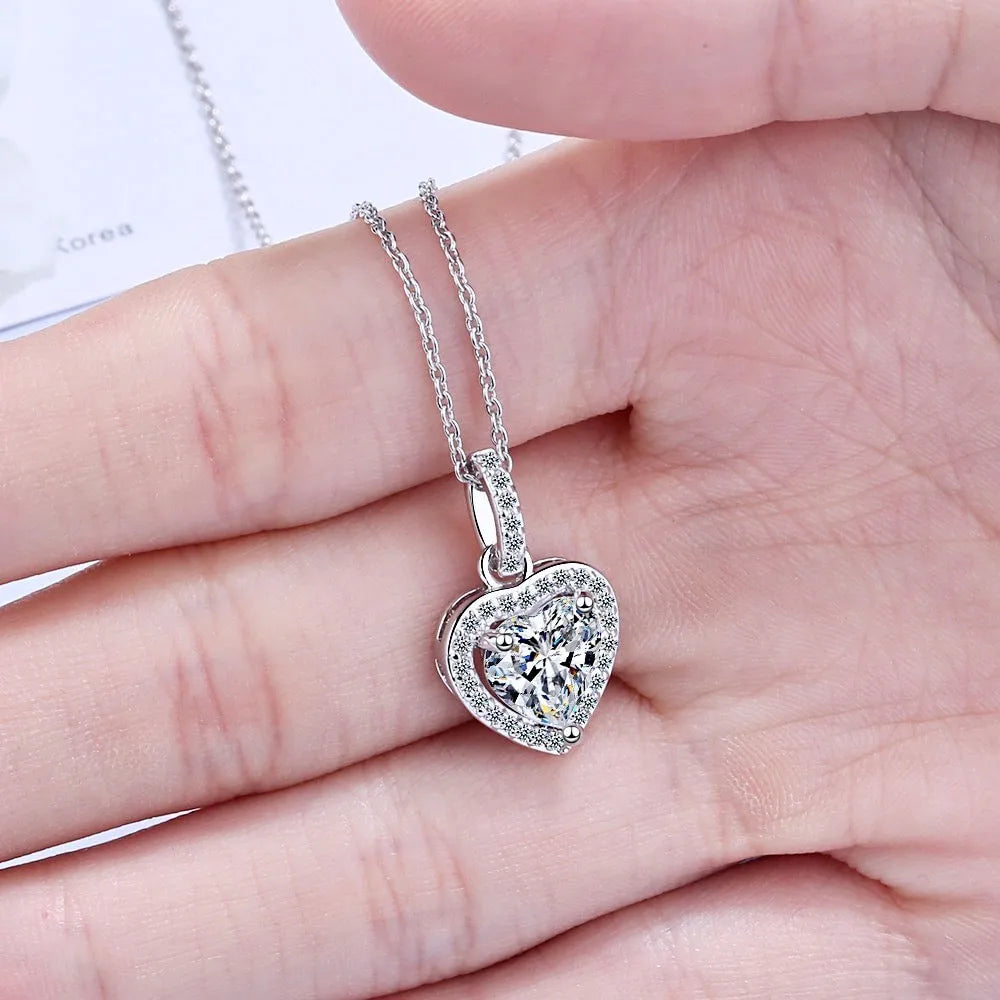 Wedding Jewelry - Heart CZ Bridal Necklace - Available in Silver and Rose Gold