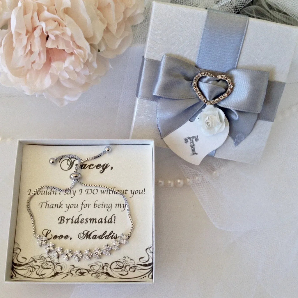 Wedding Jewelry - Cubic Zirconia Adjustable Bracelet - Available in Rose Gold, Silver and Yellow Gold