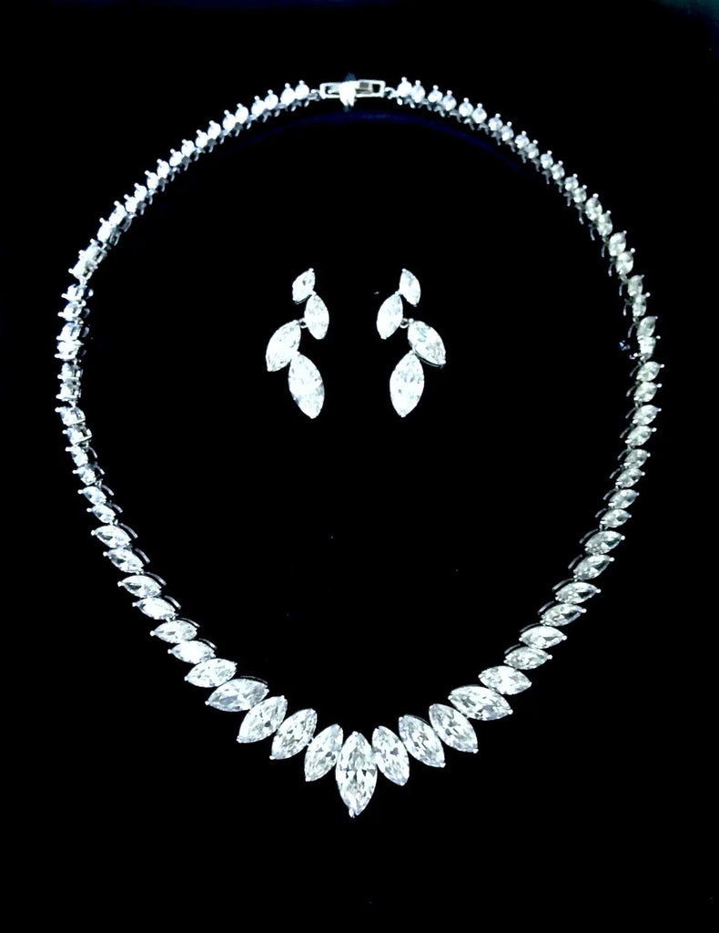 Wedding Jewelry - Silver Cubic Zirconia Bridal Jewelry Set