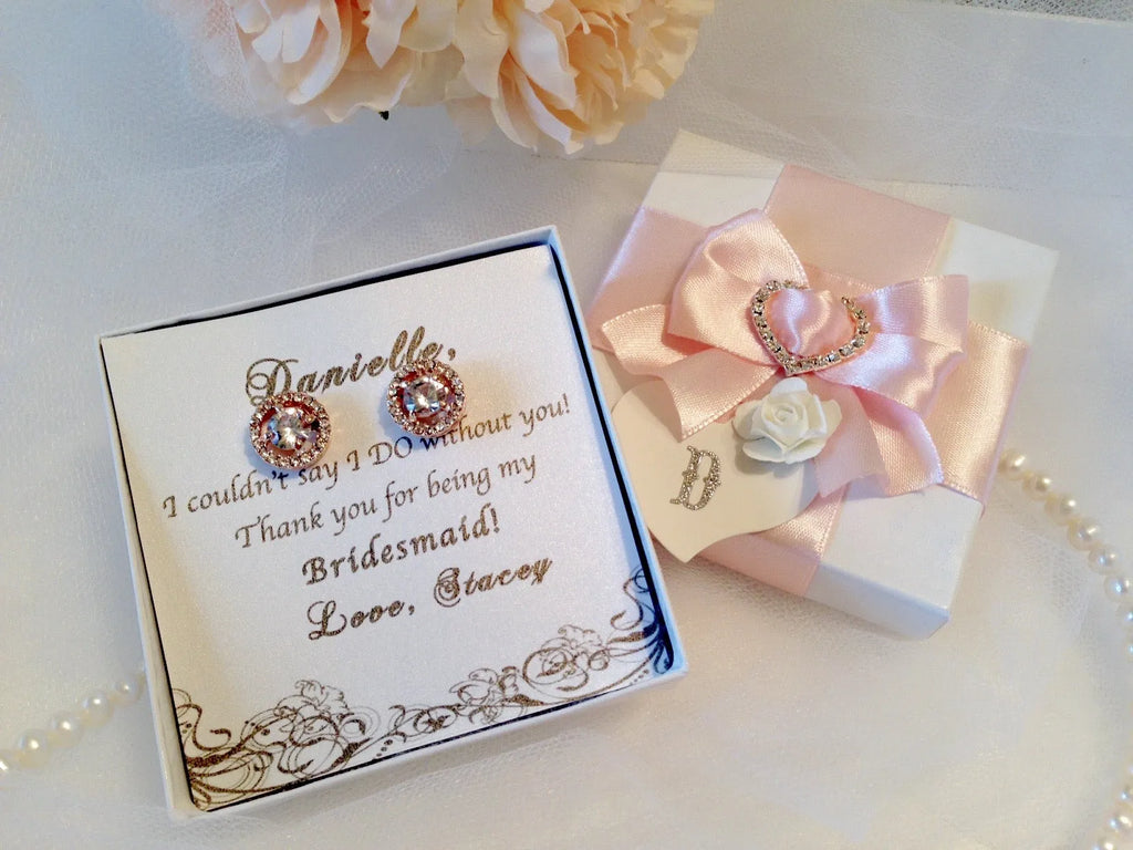 Wedding Jewelry - Cubic Zirconia Stud Earrings - Available in Rose Gold, Silver and Yellow Gold