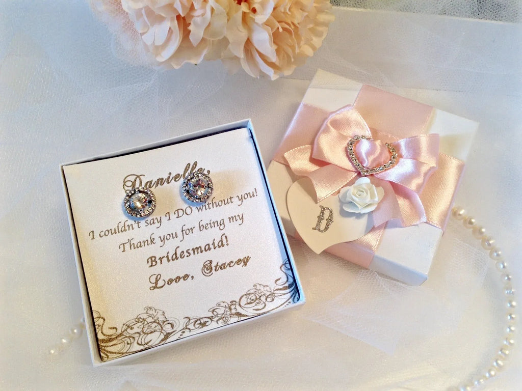 Wedding Jewelry - Cubic Zirconia Stud Earrings - Available in Rose Gold, Silver and Yellow Gold