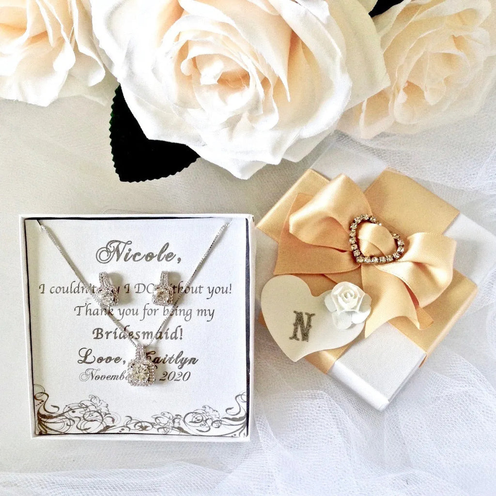 Wedding Jewelry - Cubic Zirconia Bridal Necklace and Earrings Set