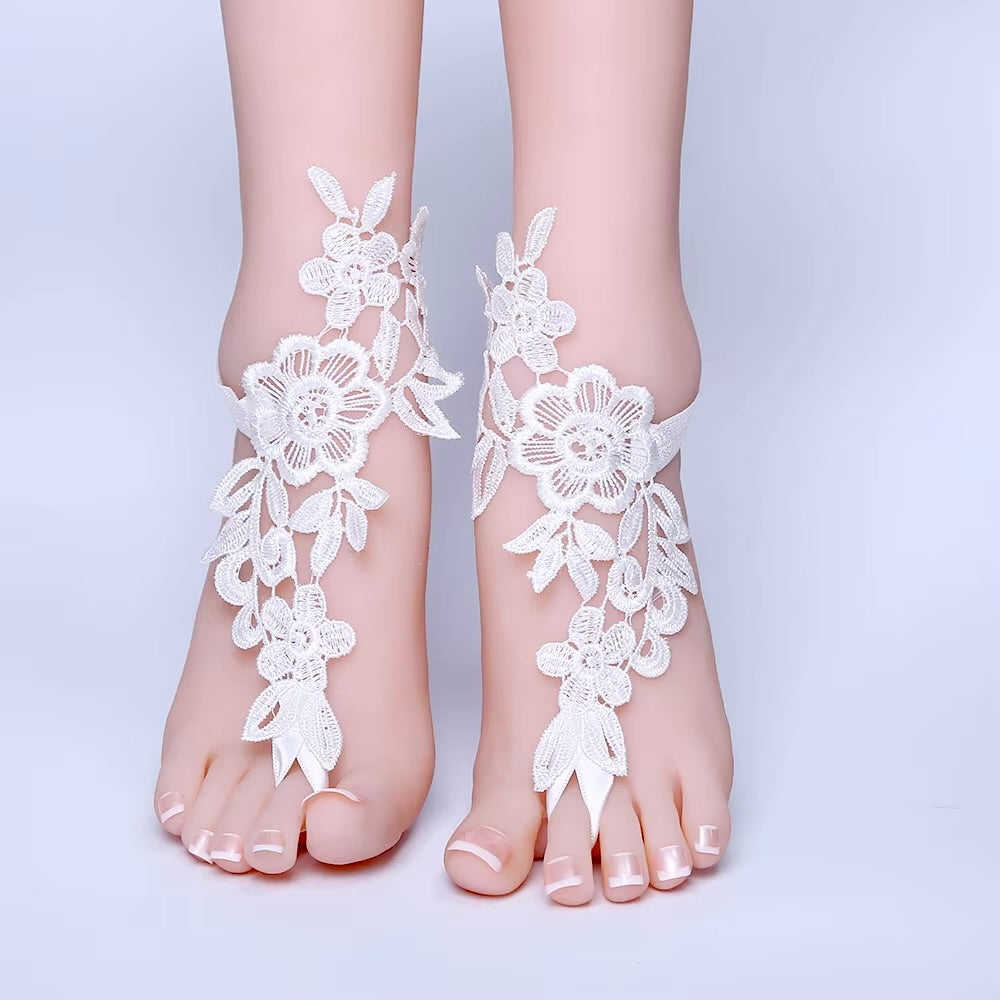 Wedding Accessories - Lace Wedding Barefoot Sandals | ADORA by Simona