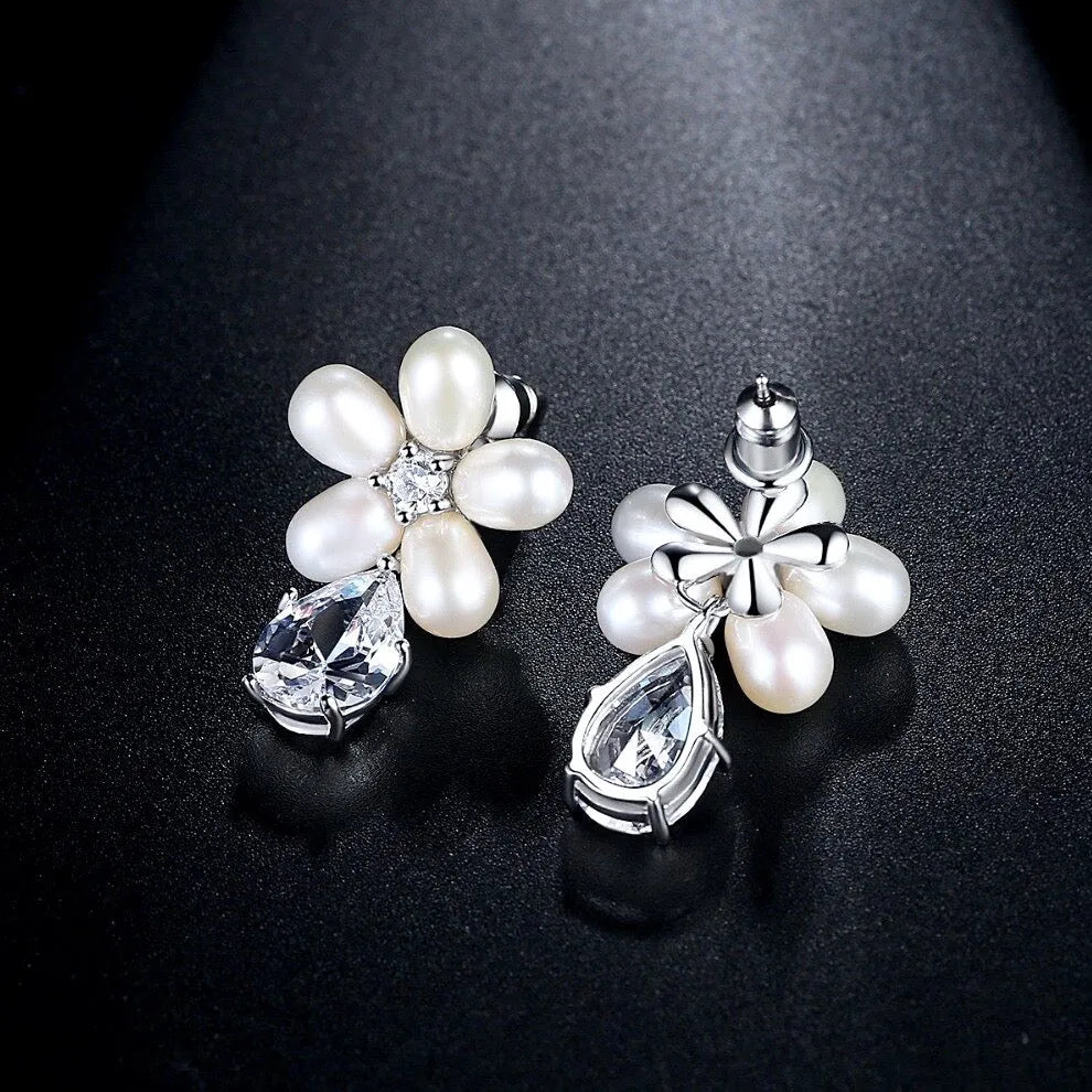 Pearl Wedding Jewelry - Freshwater Pearl and Cubic Zirconia Bridal Jewelry Set