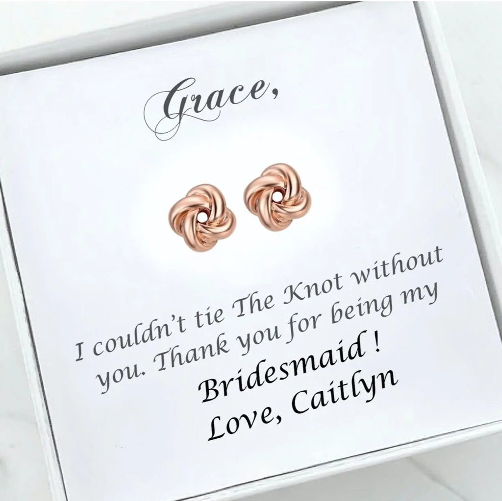 Wedding Jewelry - Knot Bridal Earrings - Available in Rose Gold and Silver