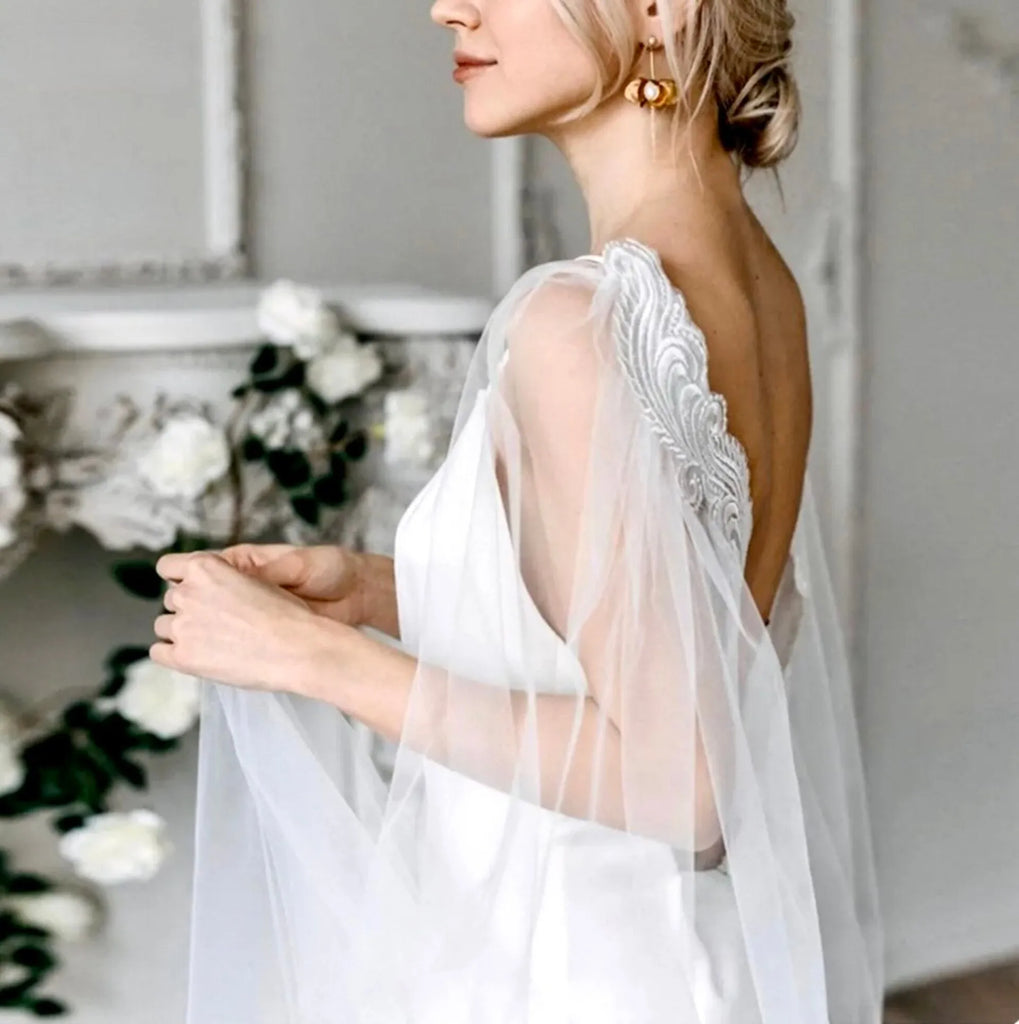 Wedding Veils - Lace Bridal Cape Veil - Cathedral Length