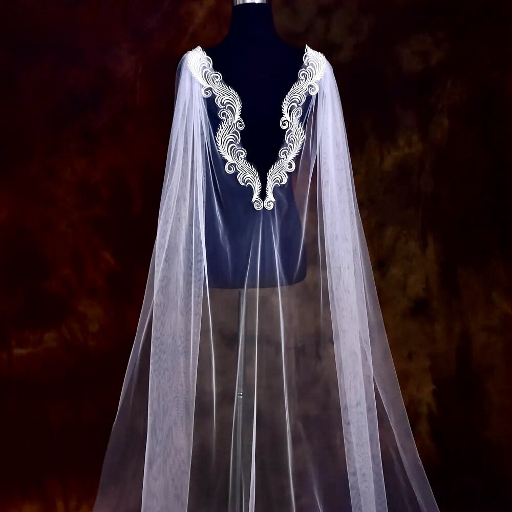 Wedding Veils - Lace Bridal Cape Veil - Cathedral Length