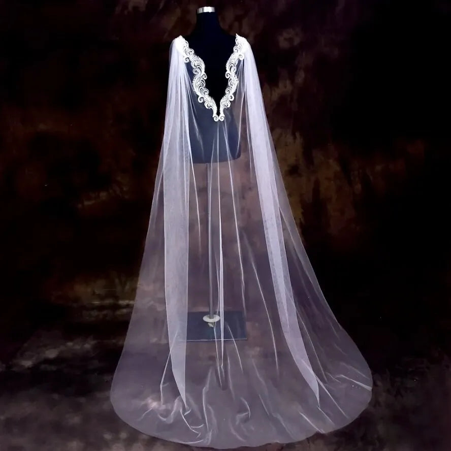 Wedding Veils - Lace Bridal Cape Veil - Cathedral Length