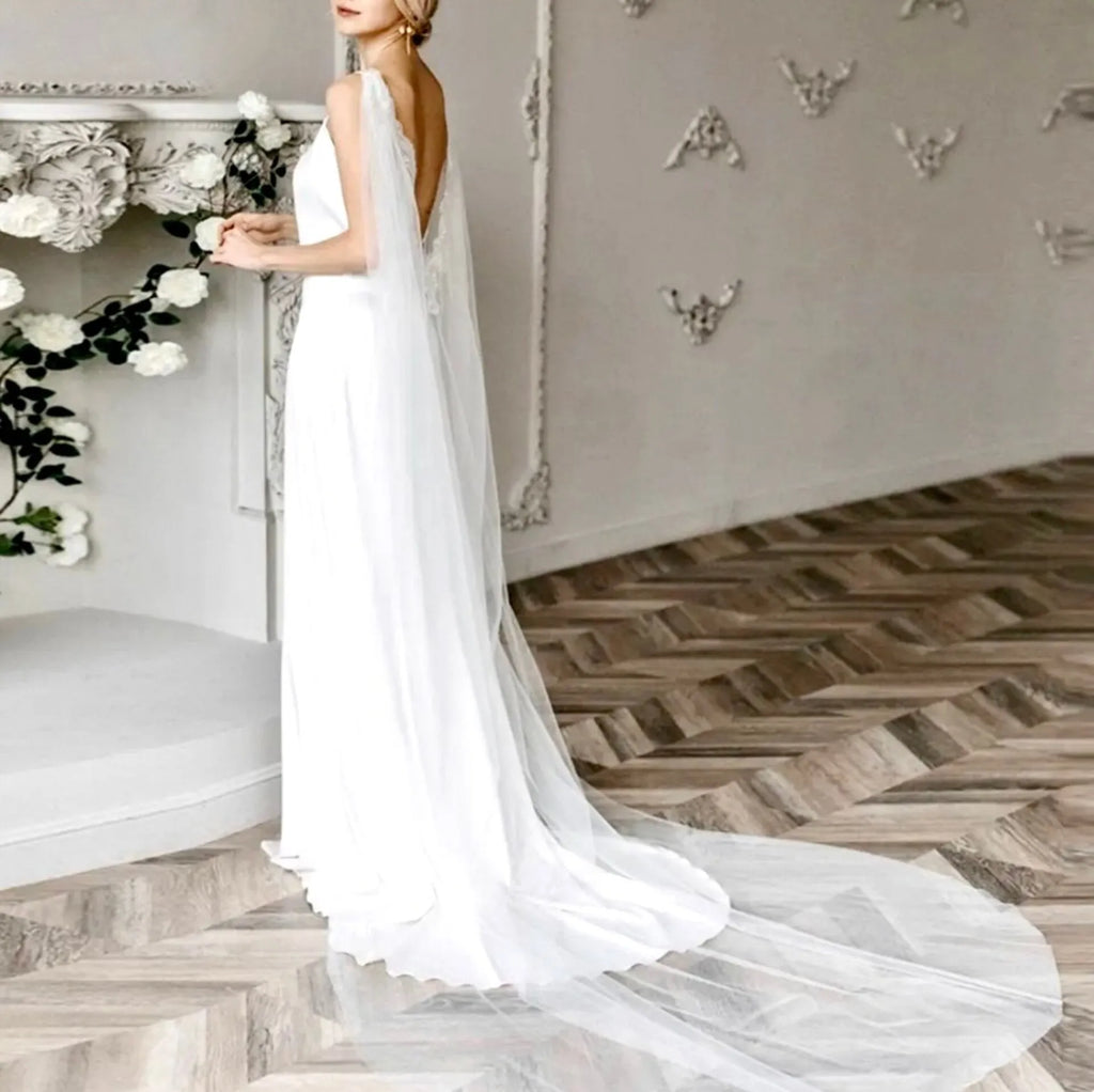 Wedding Veils - Lace Bridal Cape Veil - Cathedral Length