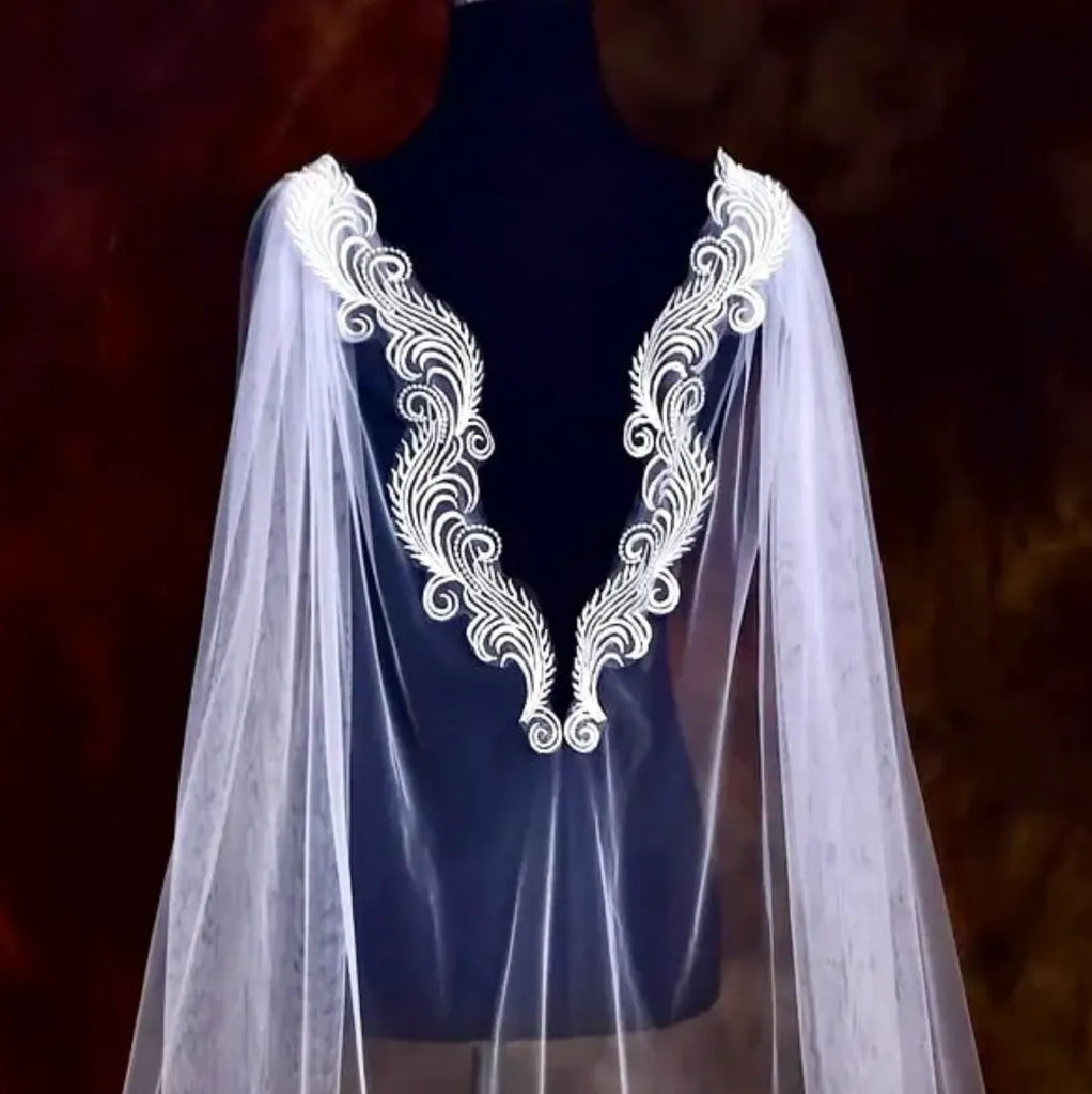 Wedding Veils - Lace Bridal Cape Veil - Cathedral Length