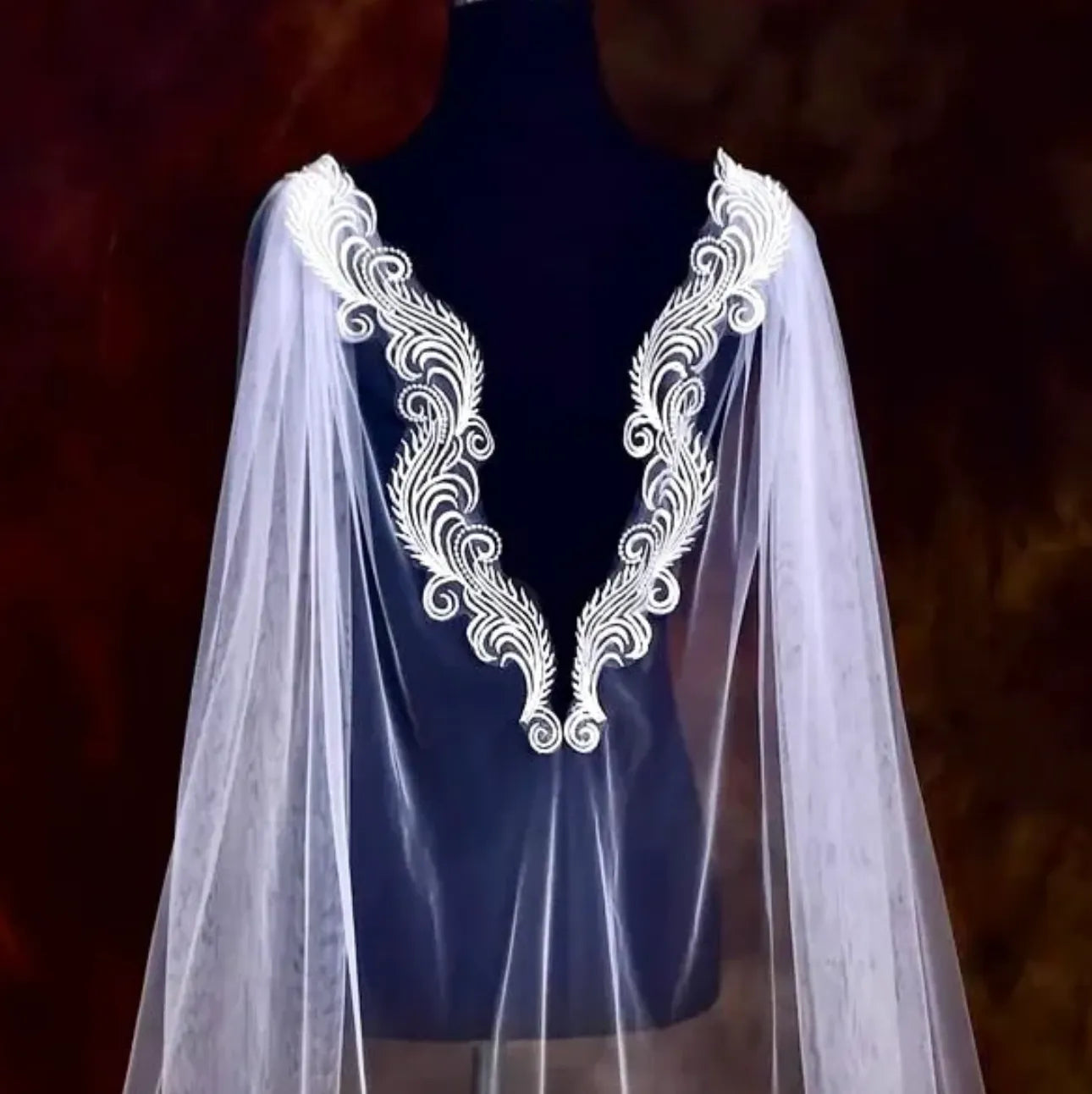 Cathedral Length Lace Bridal Cape Veil – Wedding Cape Veil | ADORA
