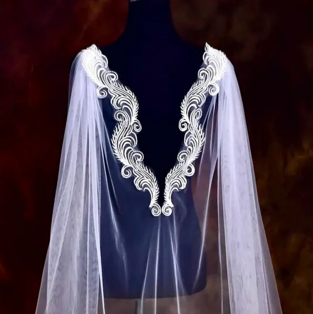 Wedding Veils - Lace Bridal Cape Veil - Cathedral Length