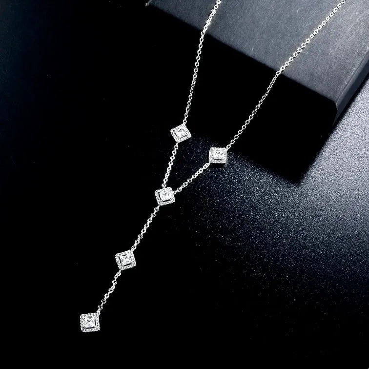 Wedding Jewelry - Lariat Style CZ Bridal Necklace