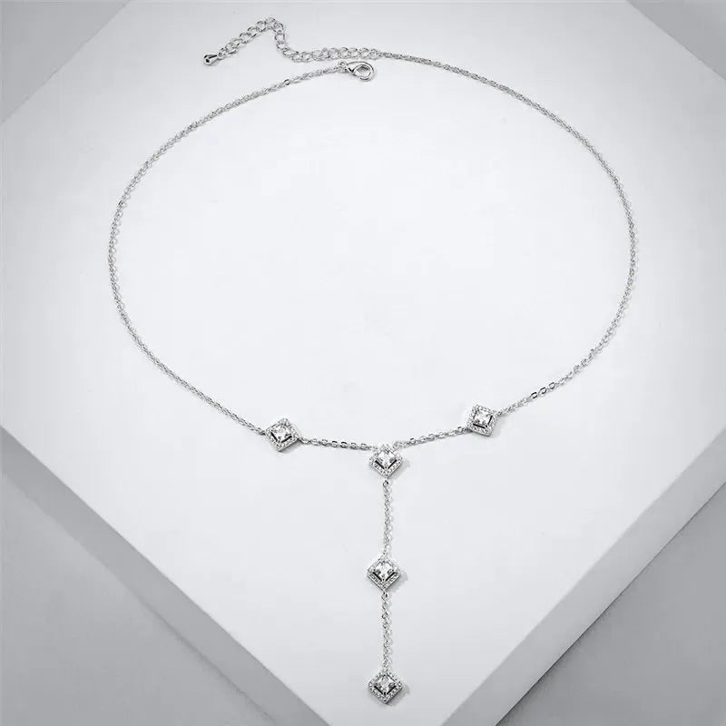 Wedding Jewelry - Lariat Style CZ Bridal Necklace