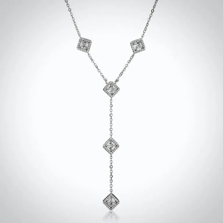 Wedding Jewelry - Lariat Style CZ Bridal Necklace