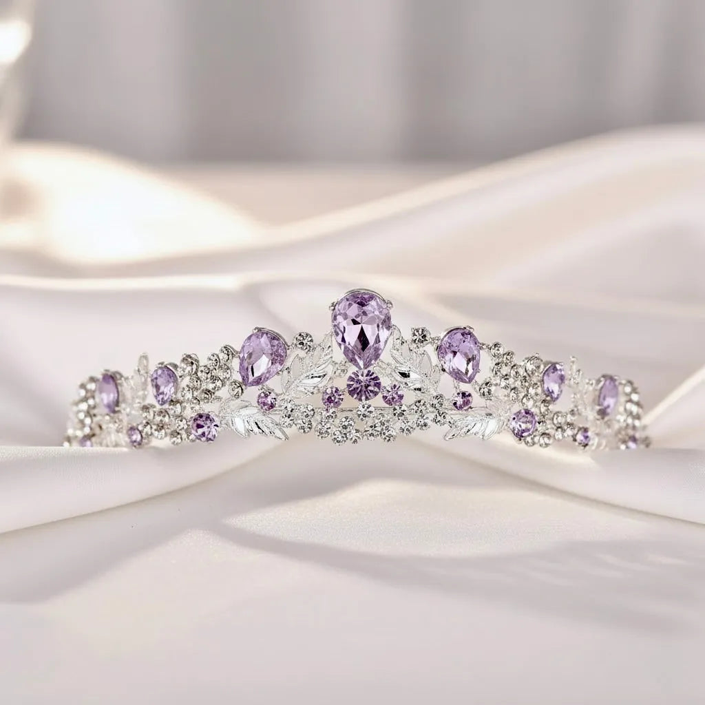 Lavender 4-Piece Bridal Jewelry Set with Tiara | Crystal Wedding Accessories 
